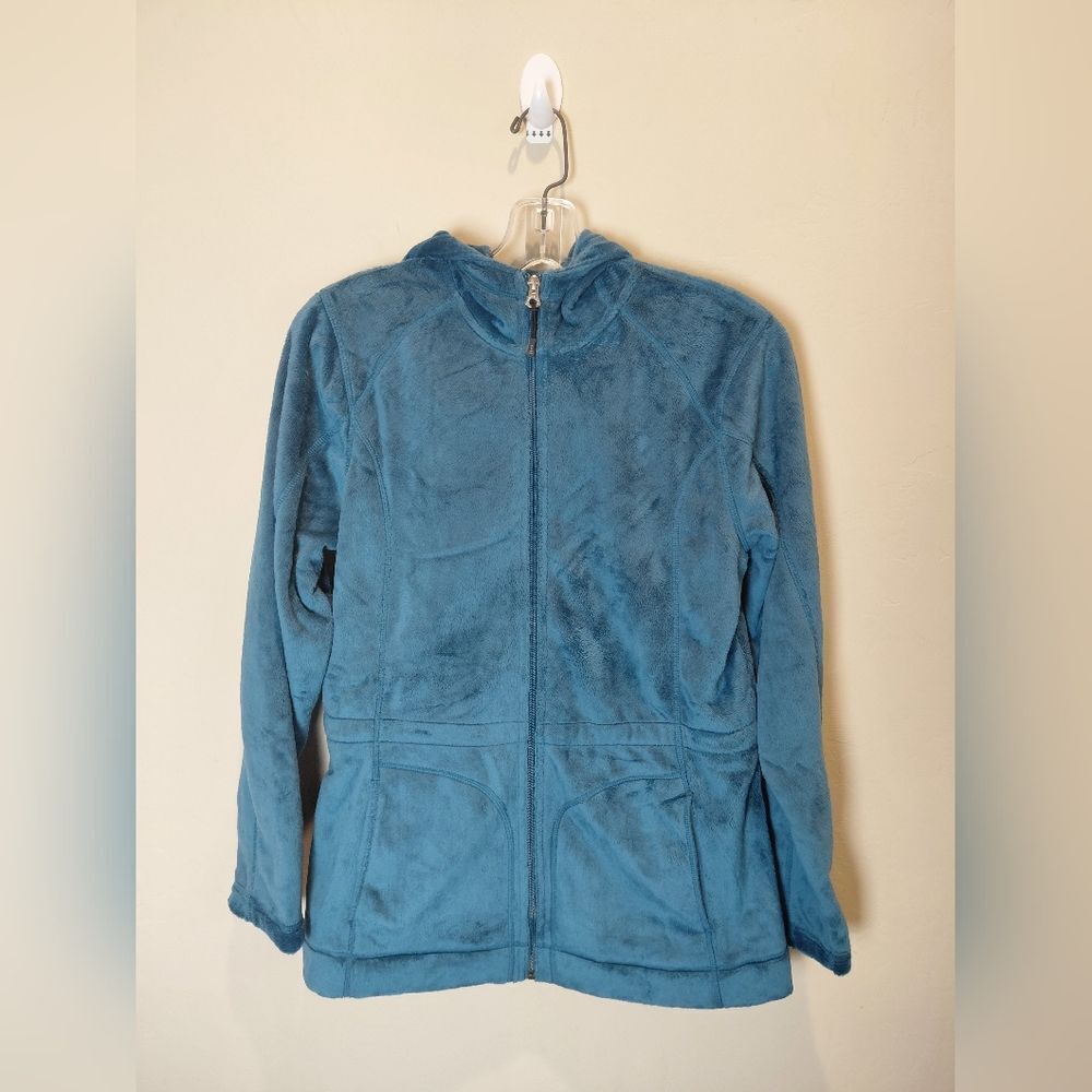Lands End Blue Fuzzy Full Zip Jacket Size MED Pockets Outdoors NWOT Drawstring